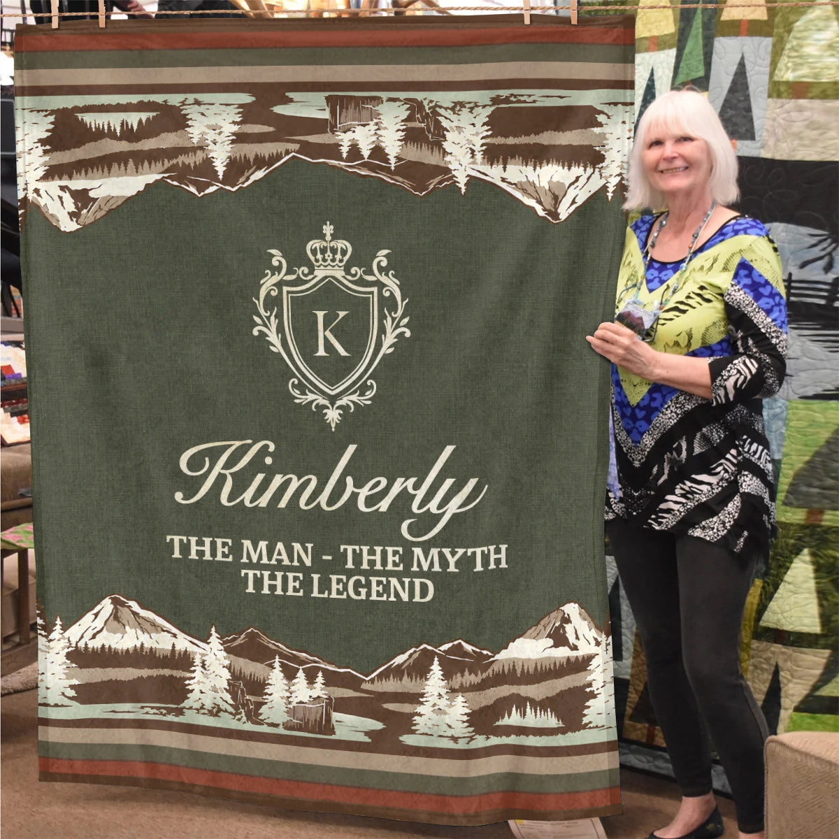 The Man The Myth The Legend Deer In Forest Brown Fleece Blanket KIMBERLY 13K1 BK10