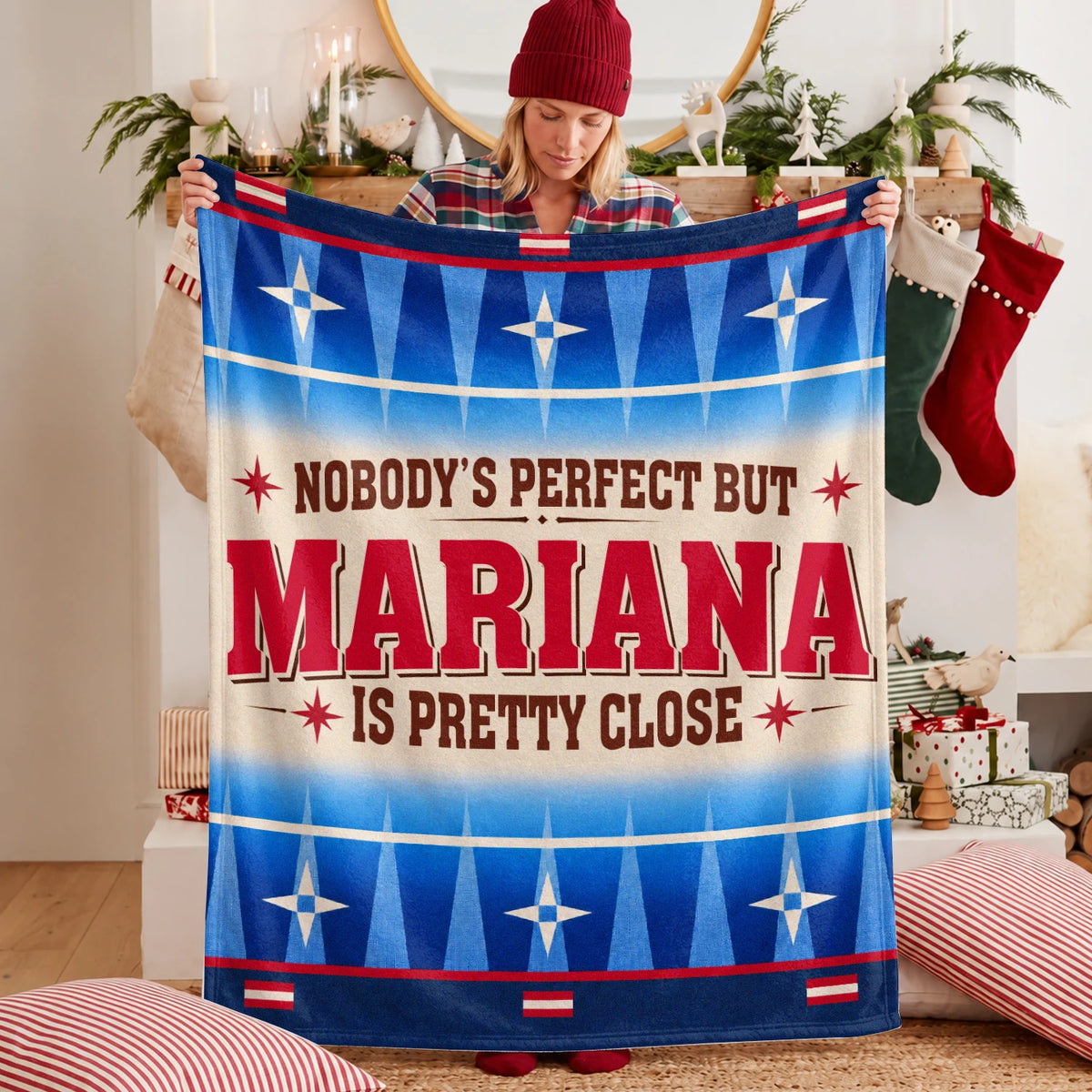 Nobody's Perfect But Your Name Is Close Native American Fleece Blanket MARIANA 13K1 BK57