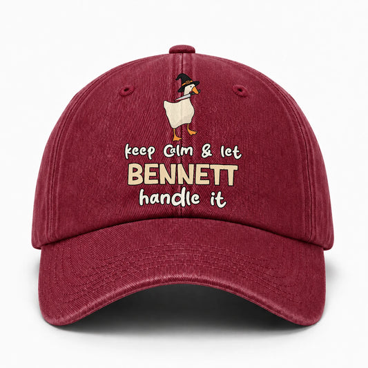 Keep Calm & Let Your Name Handle It Funny Witch Goose Washed Cap BENNETT 13K1 C128PF