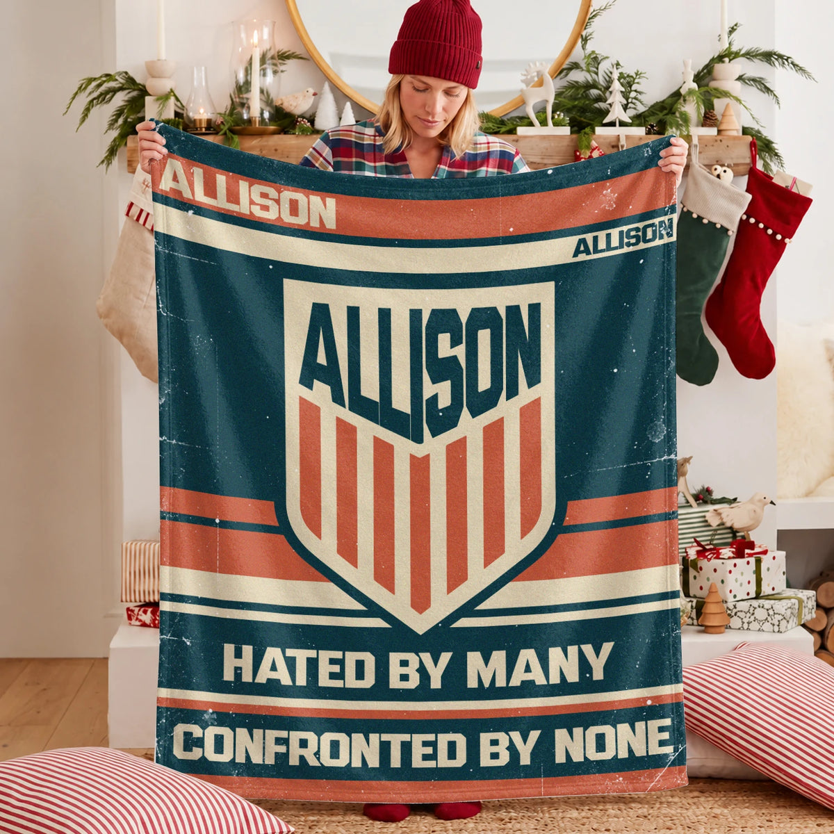 Hated By Many Confronted By None Retro Fleece Blanket ALLISON 13K1 BK58