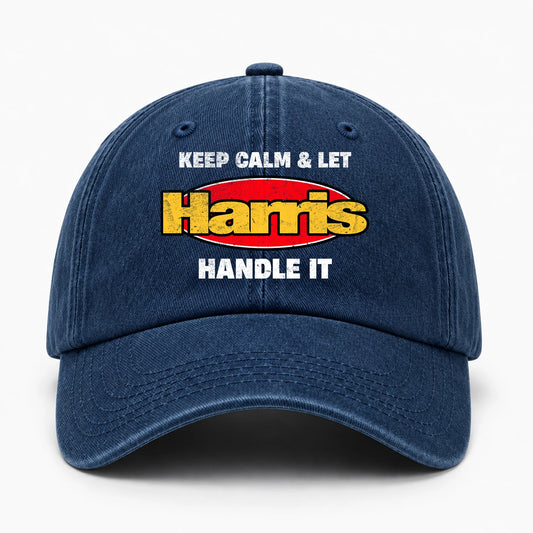 Keep Calm & Let Your Name Handle It Yellow And Red Logo Washed Cap HARRIS 13K1 C172PF