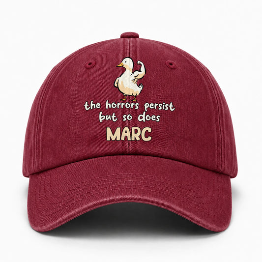 The Horrors Persist But So Does Your Name Funny Goose Burgundy Washed Cap MARC 13K1 C126PF
