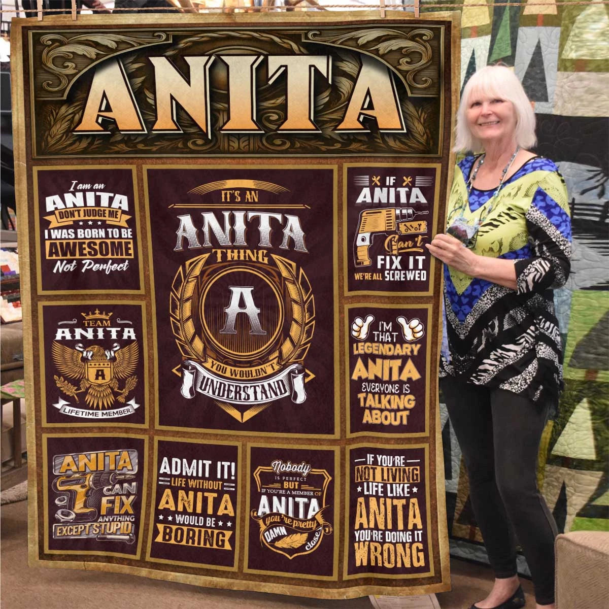 ANITA Personalized Blanket | Custom Name Cozy Throw Gift 13K1-BK4