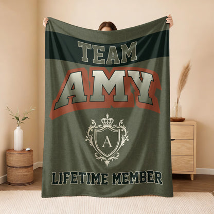Team Your Name Lifetime Member Sage Green Fleece Blanket AMY 13K1 BK22