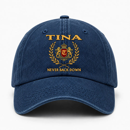 Never Back Down Royal Blue Denim Cap TINA 13K1 C60PF