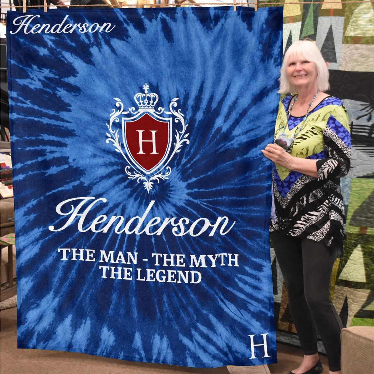 The Man The Myth The Legend Blue Waves Fleece Blanket HENDERSON 13K1 BK11
