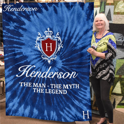 The Man The Myth The Legend Blue Waves Fleece Blanket HENDERSON 13K1 BK11