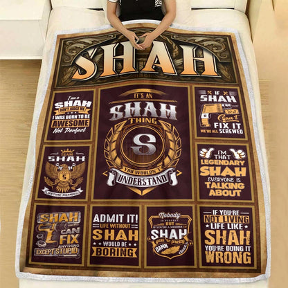 SHAH Personalized Blanket | Custom Name Cozy Throw Gift 13K1-BK4