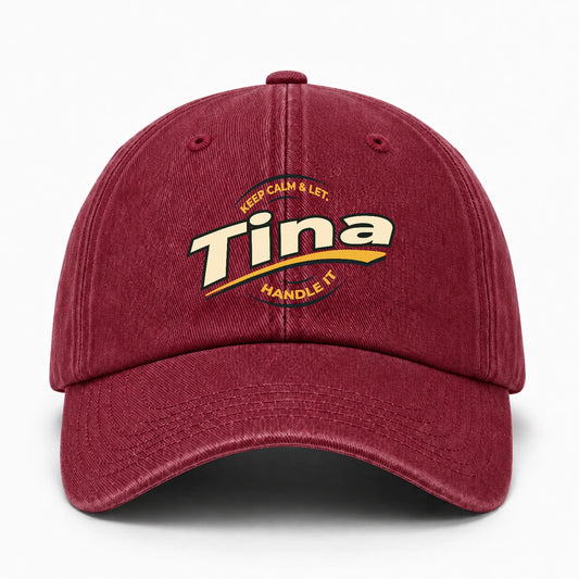 Keep Calm & Let Your Name Handle It Burgundy Washed Cap TINA 13K1 C105PF