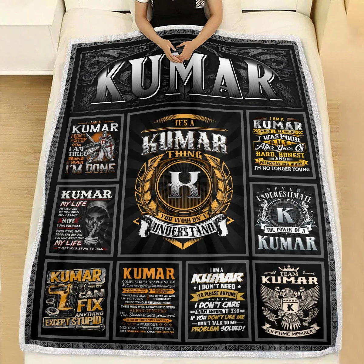 KUMAR Personalized Blanket | Custom Name Cozy Throw Gift 13K1-BK2