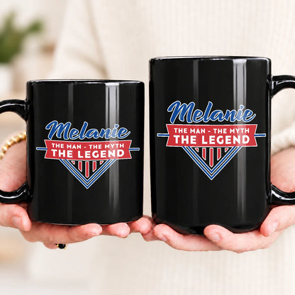 The Man The Myth The Legend Red And Blue Logo Mug MELANIE 13K1 MG34