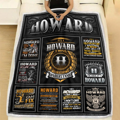 HOWARD Personalized Blanket | Custom Name Cozy Throw Gift 13K1-BK2