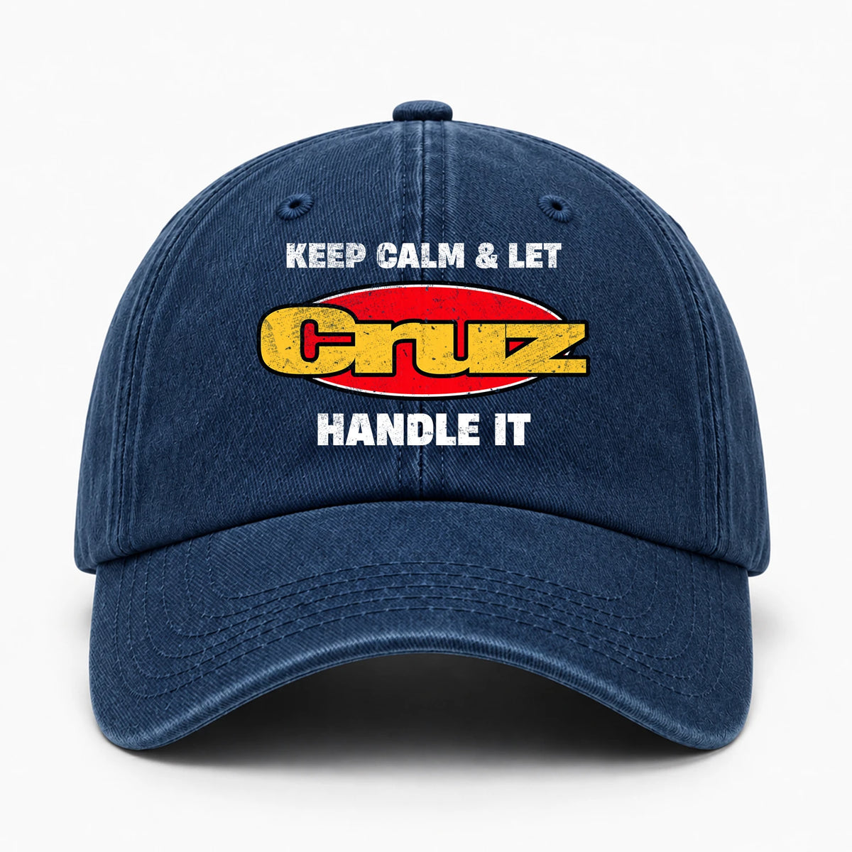 Keep Calm & Let Your Name Handle It Yellow And Red Logo Washed Cap CRUZ 13K1 C172PF