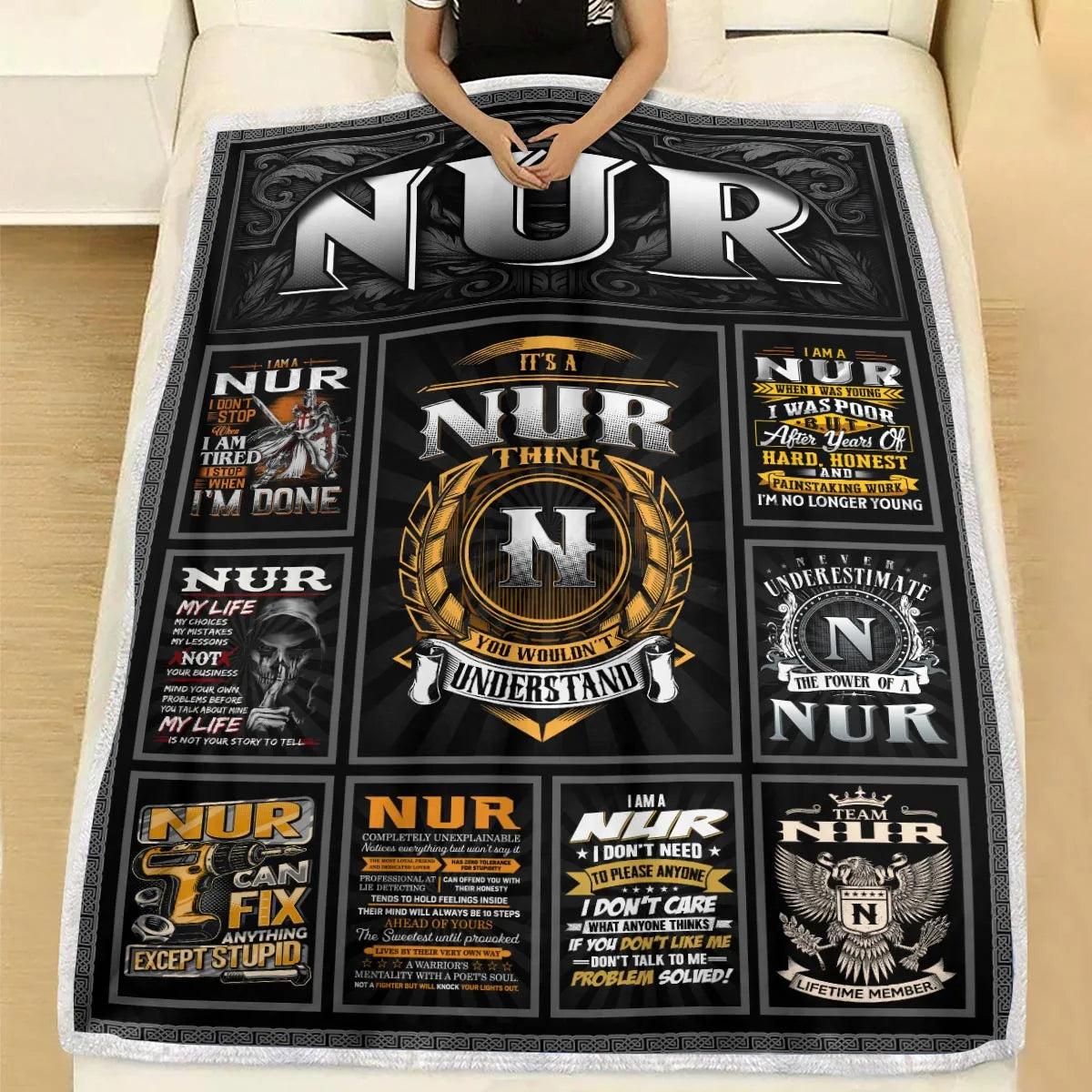 NUR Personalized Blanket | Custom Name Cozy Throw Gift 13K2-BK2