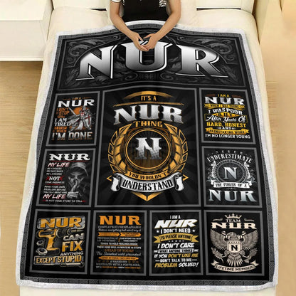 NUR Personalized Blanket | Custom Name Cozy Throw Gift 13K2-BK2