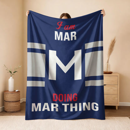 I'm Name Doing Name Things Navy Fleece Blanket MAR 13K1 BK51