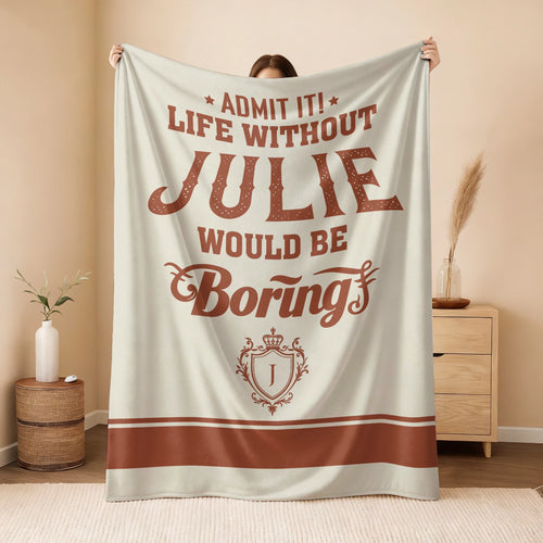 Life Without Your Name Would Be Boring Cream Terracotta Blanket JULIE 13K1 BK24