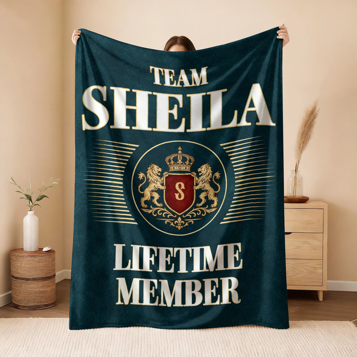Team Your Name Lifetime Member Sage Green Fleece Blanket SHEILA 13K1 BK42