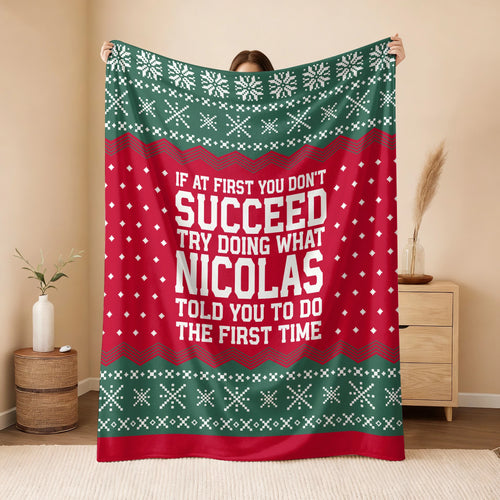 If At First You Don’t Succeed Red Green Christmas Fleece Blanket NICOLAS 13K1 BK28