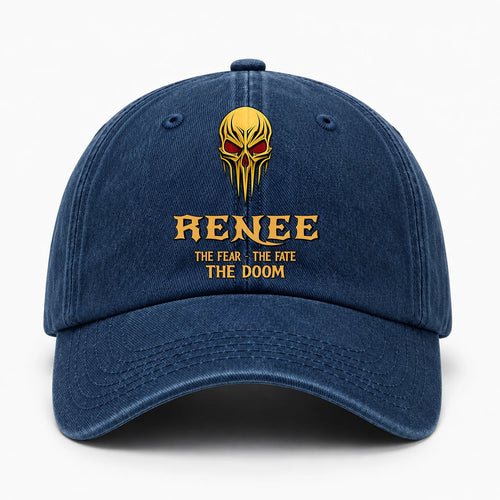 The Fear The Fate The Doom Skull Blue Washed Cap RENEE 13K1 C97PF