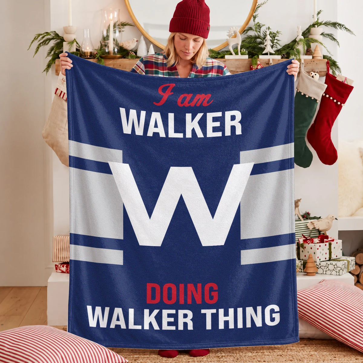 I'm Name Doing Name Things Navy Fleece Blanket WALKER 13K1 BK51