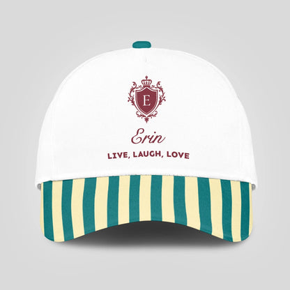 Live Laugh Love Green And Yellow Royal Cap ERIN 13K1 C122PF