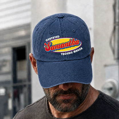 Certified Your Name Trouble Maker Washed Cap SAMANTHA 13K1 C73PF