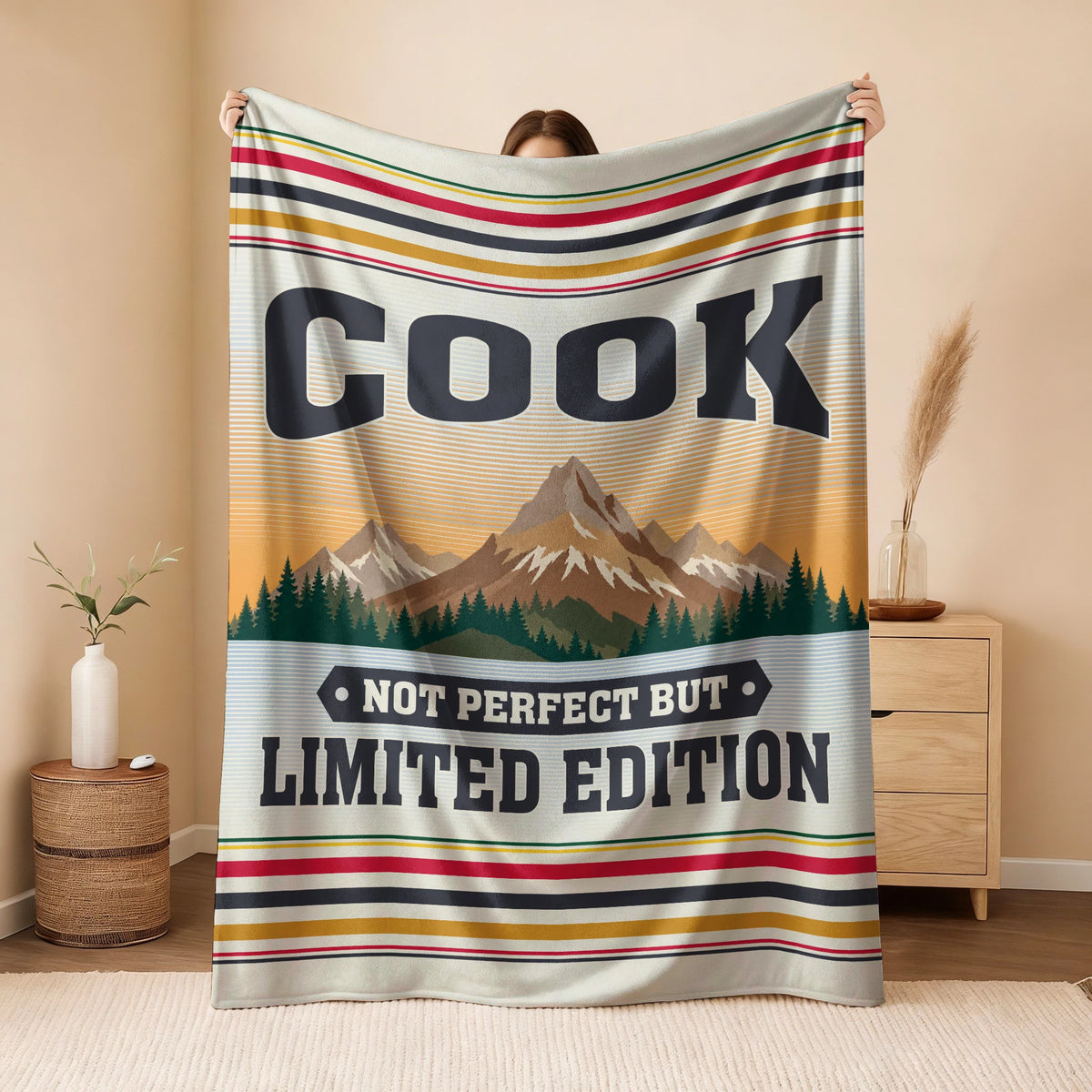 Not Perfect But Limited Edition Vintage Mountain Fleece Blanket COOK 13K1 BK45