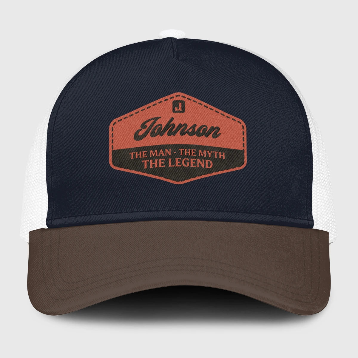 The Man The Myth The Legend Navy And Brown Mesh Cap JOHNSON 13K1 C188PF