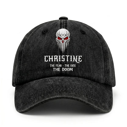Your Name The Fear The Fate The Doom Skull Washed Cap CHRISTINE 13K1 C98PF