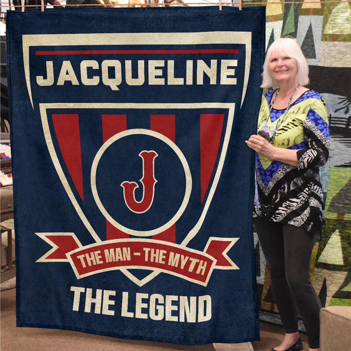The Man The Myth The Legend Blue Burgundy Baseball Blanket JACQUELINE 13K1 BK18