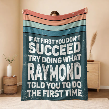 If At First You Don’t Succeed Retro Green Fleece Blanket RAYMOND 13K1 BK29