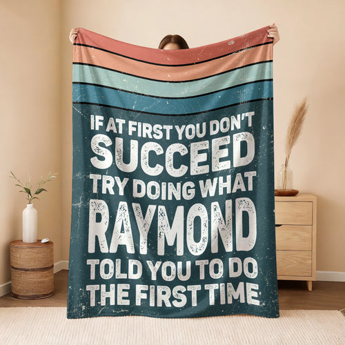 If At First You Don’t Succeed Retro Green Fleece Blanket RAYMOND 13K1 BK29