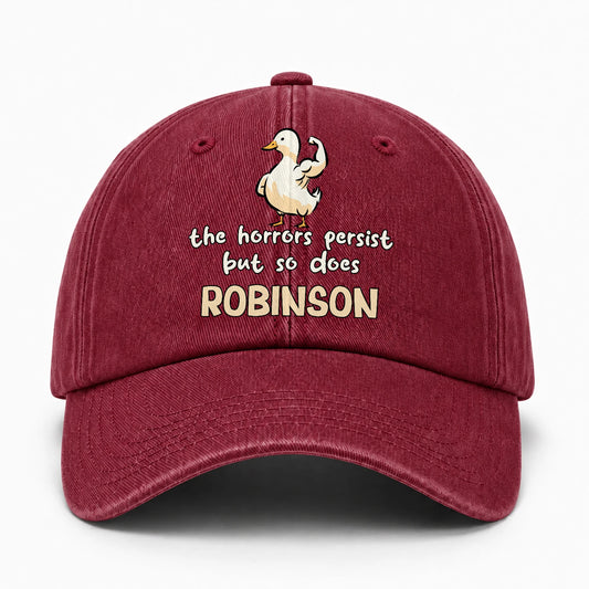 The Horrors Persist But So Does Your Name Funny Goose Burgundy Washed Cap ROBINSON 13K1 C126PF