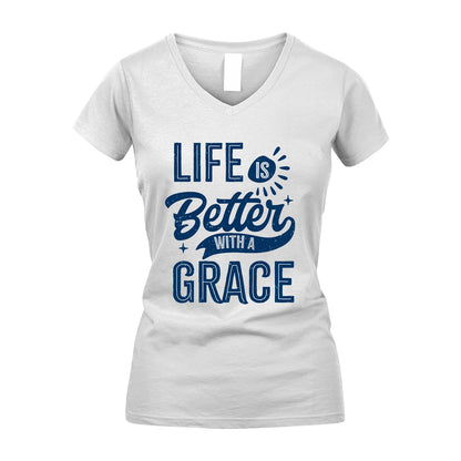 GRACE 13K1-116 Personalized Name Quote T-Shirt Life Is Better With Unisex Gift