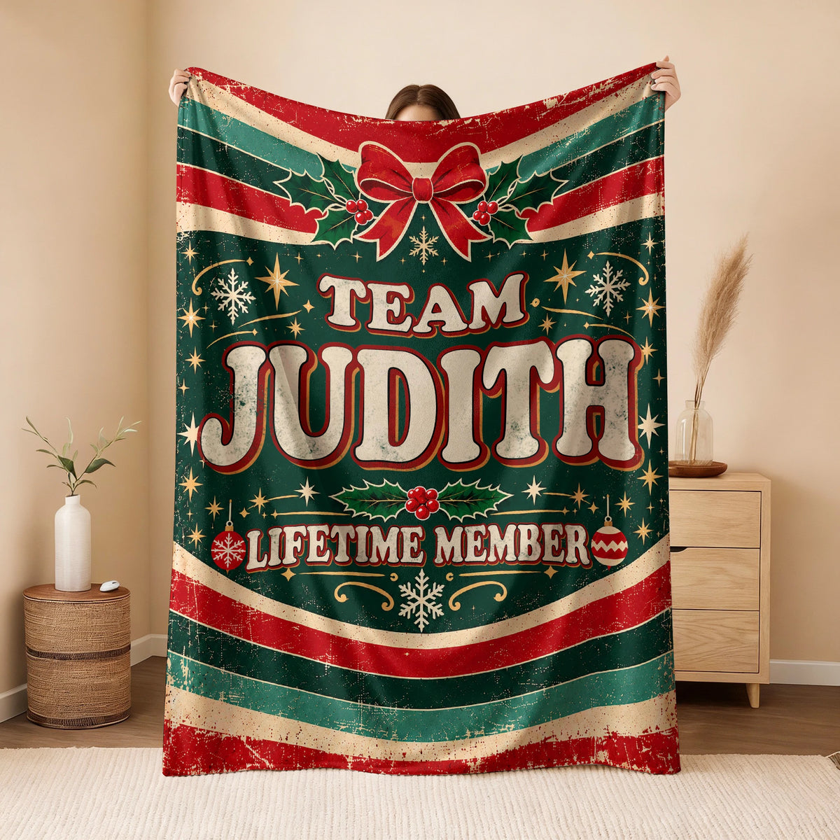 Team Your Name Lifetime Member Christmas Fleece Blanket JUDITH 13K1 BK52