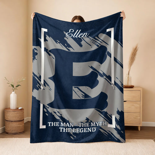 The Man The Myth The Legend Navy Baseball Fleece Blanket ELLEN 13K1 BK17