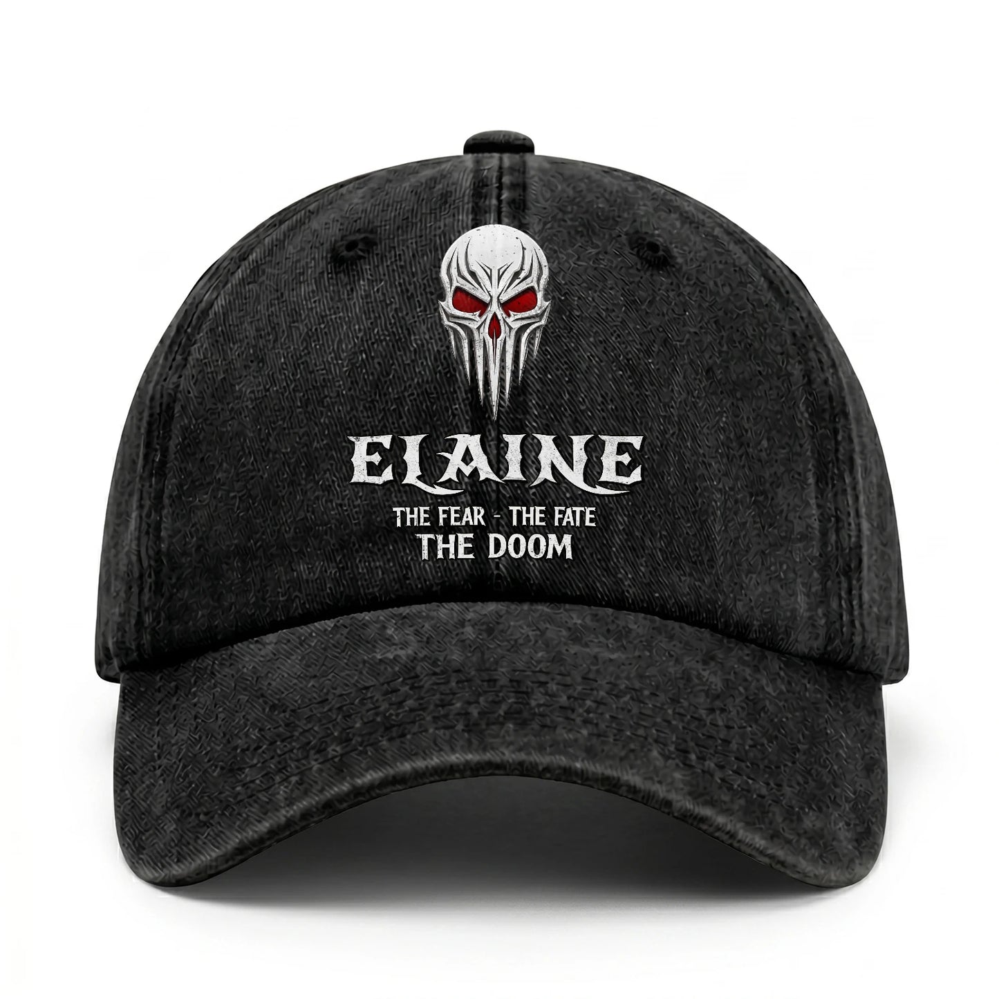 Your Name The Fear The Fate The Doom Skull Washed Cap ELAINE 13K1 C98PF