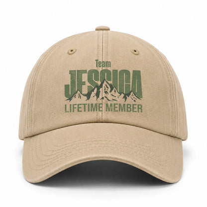 Team Your Name Lifetime Member Mountain Cap JESSICA 13K1 C58PF