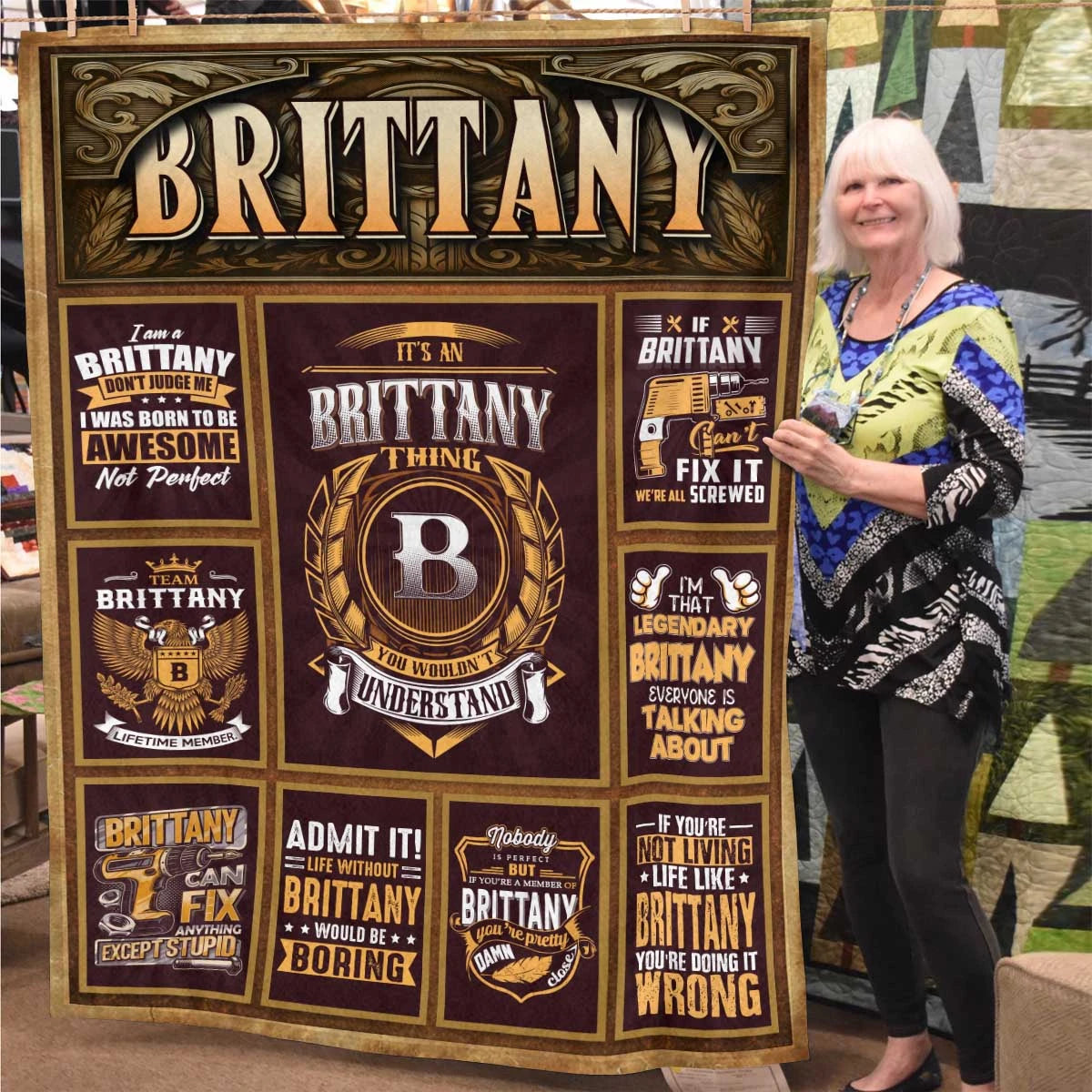 BRITTANY Personalized Blanket | Custom Name Cozy Throw Gift 13K1-BK4