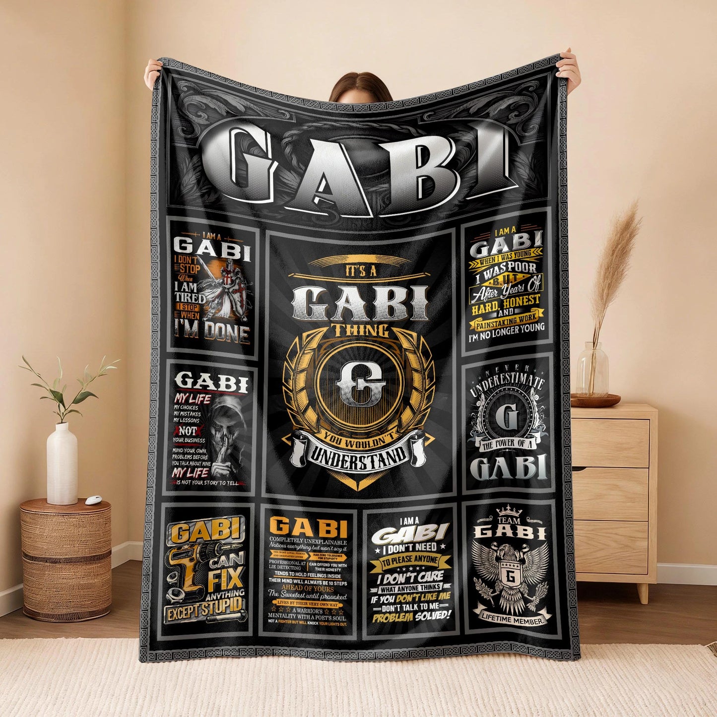 GABI Personalized Blanket | Custom Name Cozy Throw Gift 13K4-BK2