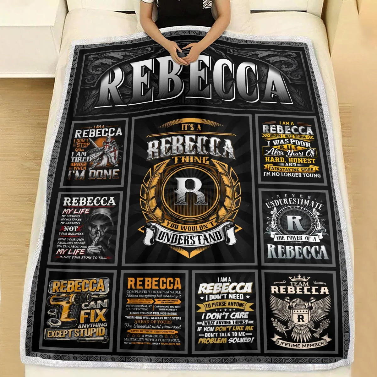 REBECCA Personalized Blanket | Custom Name Cozy Throw Gift 13K1-BK2