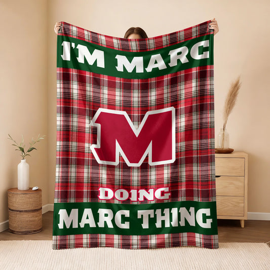 I'm Name Doing Name Things Red Plaid Fleece Blanket MARC 13K1 BK49