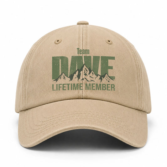 Team Your Name Lifetime Member Mountain Cap DAVE 13K1 C58PF