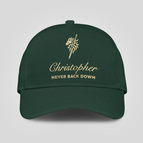 Never Back Down Lion And Sword Sage Green Cap CHRISTOPHER 13K1 C178PF