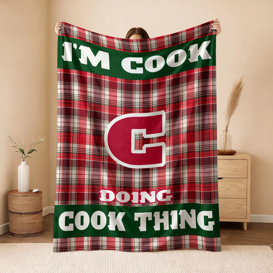 I'm Name Doing Name Things Red Plaid Fleece Blanket COOK 13K1 BK49