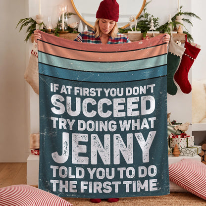 If At First You Don’t Succeed Retro Green Fleece Blanket JENNY 13K1 BK29