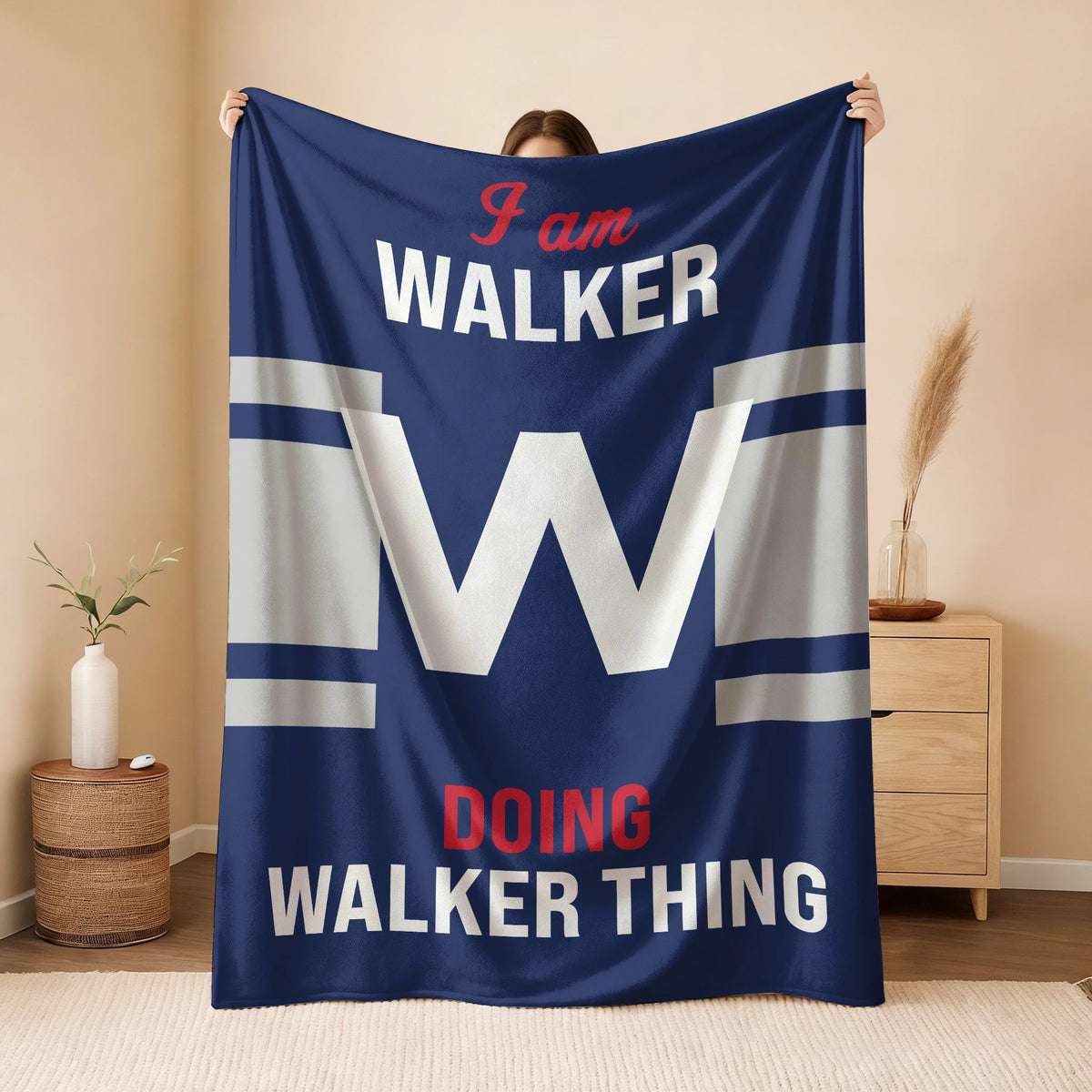 I'm Name Doing Name Things Navy Fleece Blanket WALKER 13K1 BK51