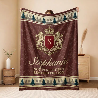 Not Perfect But Limited Edition Burgundy Pine Tree Fleece Blanket STEPHANIE 13K1 BK41