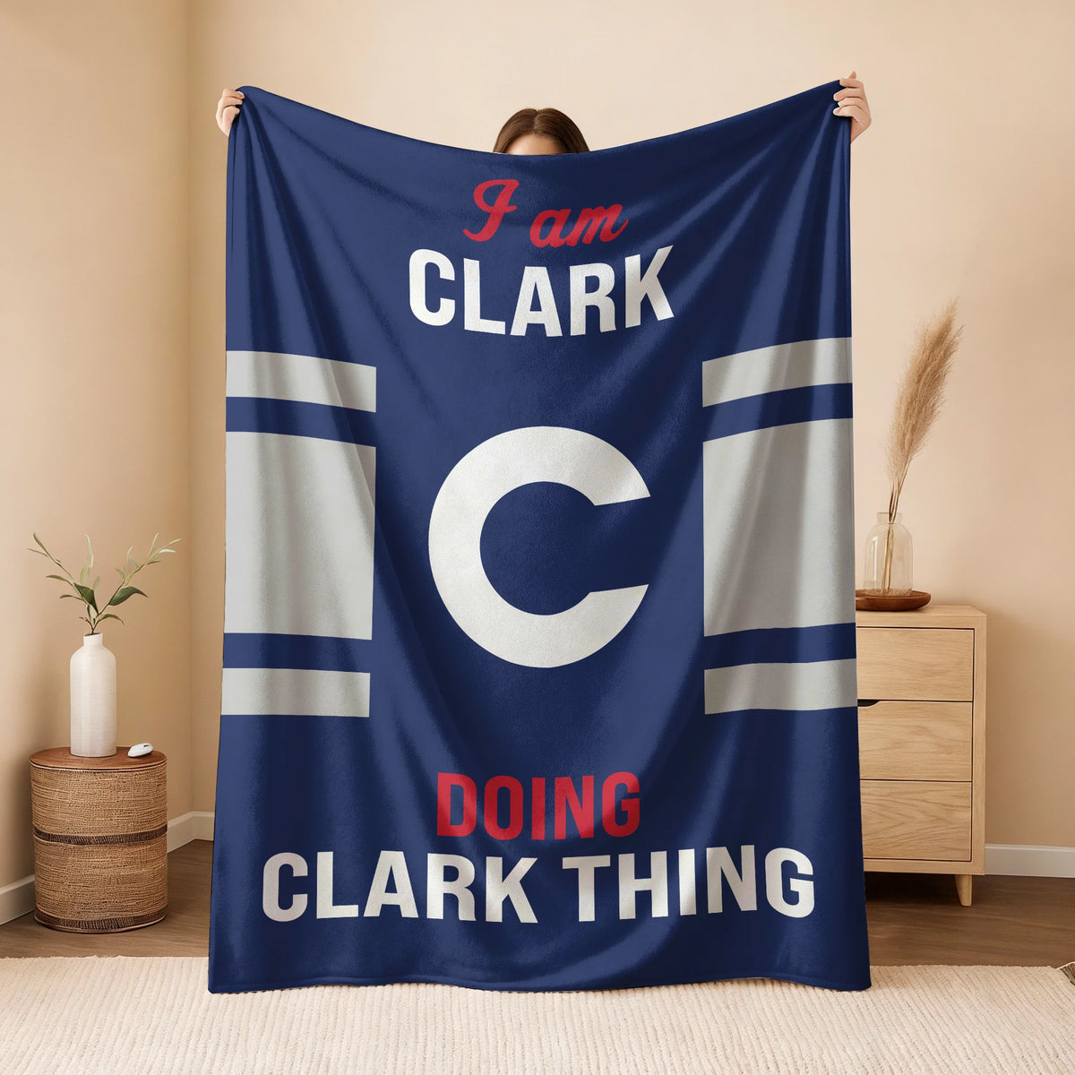 I'm Name Doing Name Things Navy Fleece Blanket CLARK 13K1 BK51